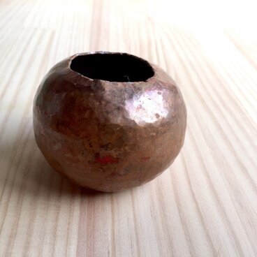 鍛金  銅花器  好野