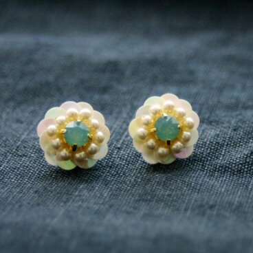 ヴィンテージスパンコールピアス pacific opal