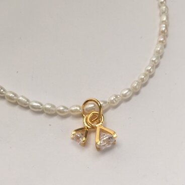 LITTLE LAGOON ORIGINAL ２粒ジルコニア＆パールネックレス