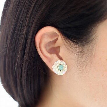 ヴィンテージスパンコールイヤリング　【 pacific opal】