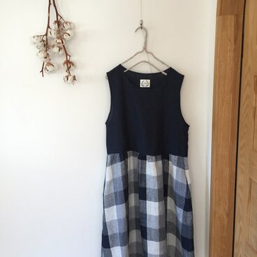 リネンの切り替えギャザーワンピ　＊Ｔ様ご注文分＊