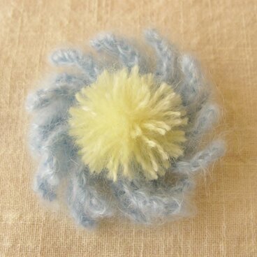 花のコサージュ　水色モヘア(HAC-003-B)