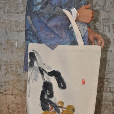 水墨画枇杷のエコバッグ