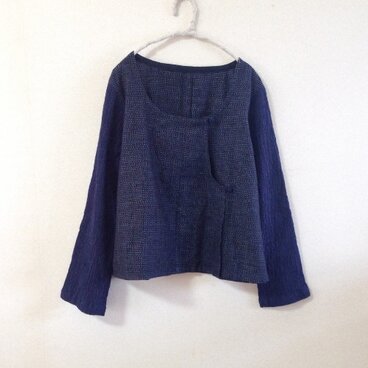 文人柄久留米絣のブラウス