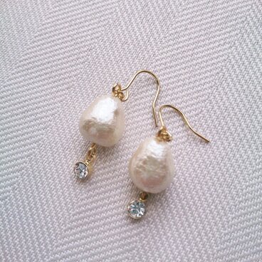 コットンパールピアス　シルバー