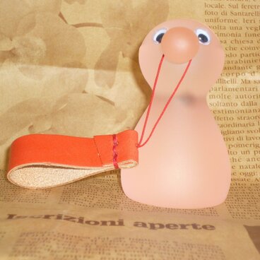 革フィンガーストラップ 金具無し　赤赤赤