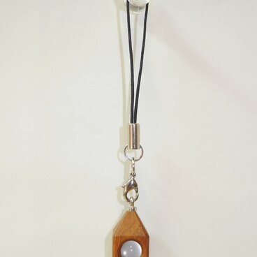 水晶の木包みストラップ　チーク　三角頭　銀