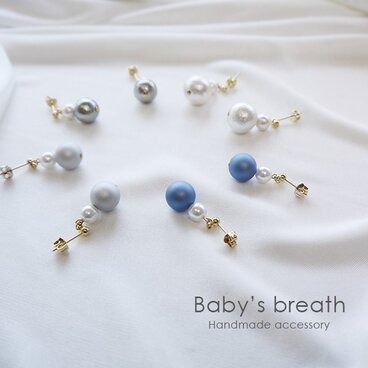 コロコロダブルパールピアス【L】