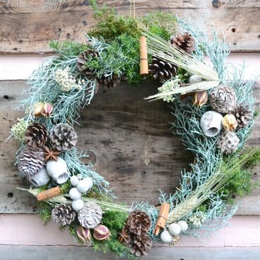 再販　ウォッシュホワイトのリース　30cm