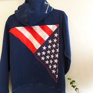 indigo sweat ジップパーカー　<77>　with バンダナ