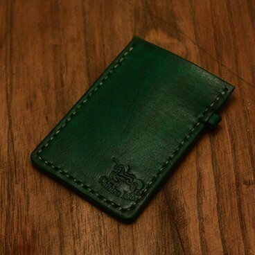 本革手染めシンプルな名刺カードケース　グリーン