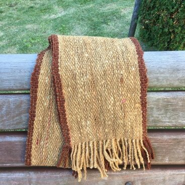 草木染手紡・手織マフラー【栗とくるみ】