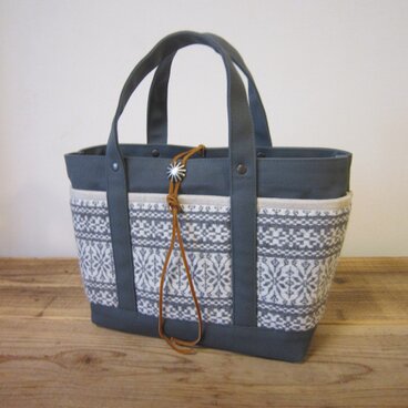 「wool tote」S　グレーカーキ×ノルディックグレー