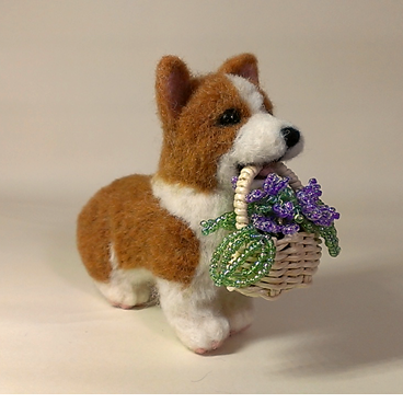 お花をお届けわんこ　コーギー