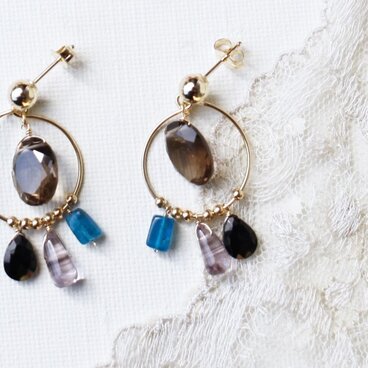 ピアス&イヤリング variegato［スモーキークオーツ］