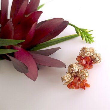 【再々販売】カーネリアン×ヒノキの実 イヤリング carnelian × hinoki cone scale earrings