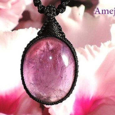 ★アメジスト★天然石紫水晶ネックレス★マクラメ編み ハンドメイド