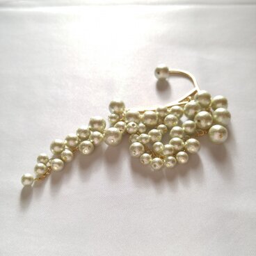 コットンパールの華やかイヤーフック　ミントグリーン