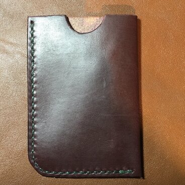 【手縫い】名刺入れ（ステッチ：ダークグリーン）