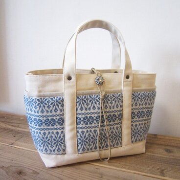 「wool tote」S　キナリ×ノルディックブルー