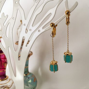 ギフトボックス(パステルミント)イヤリング/ノンホールピアス