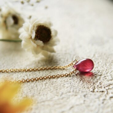 【再販】ルビーの一粒ネックレス（おまけ付き）