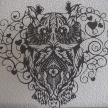 切り絵：ハートふくろう