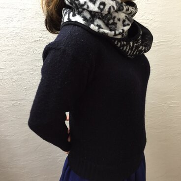 アフガンスヌード（ブラック×アニマルモチーフ）