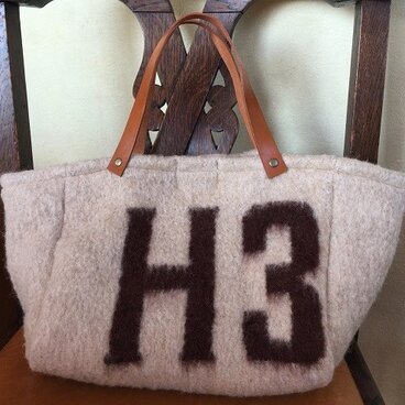 ウールブランケットトートバッグ　ベージュ