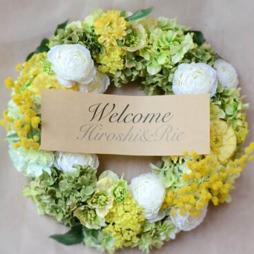 ミモザのウェルカムリース 35cm