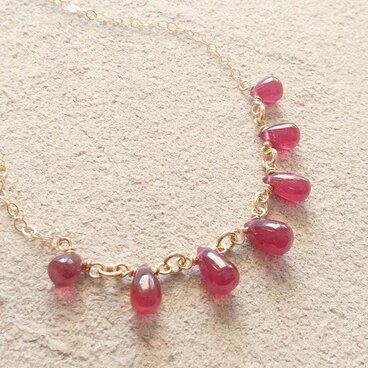 ルビーのつぶつぶネックレス＊k14gf