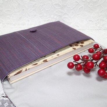 御朱印帳入れ・1冊用　着物地・紫薄縞Ｓ