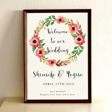 【大きい！A2サイズ】フローラルウェルカムボード-MY01