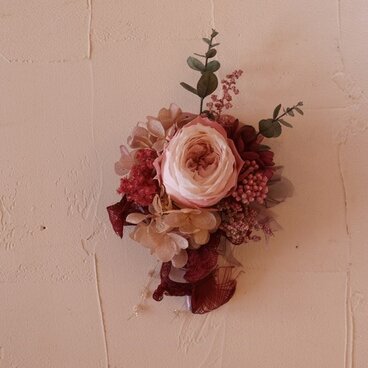 大人ピンクなオールドローズコサージュ A