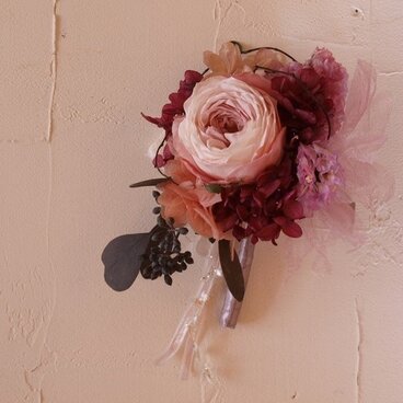 大人ピンクなオールドローズコサージュ B