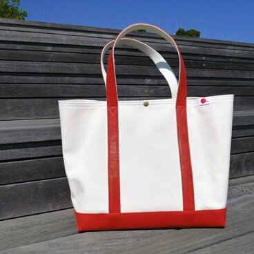 革と帆布のトートバッグ  スタンダードカラー (レッド)　【Large】