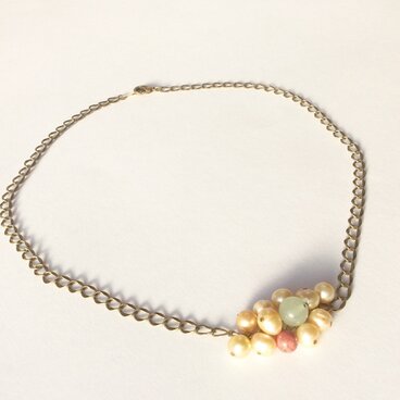 淡水パールと天然石のつぶつぶネックレス