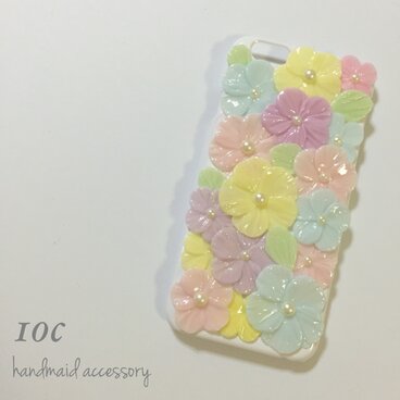 春色お花畑スマホケース カラフル