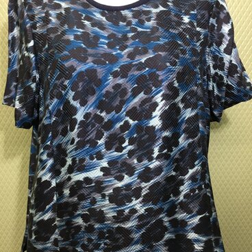 青ヒョウ柄シルクブラウス