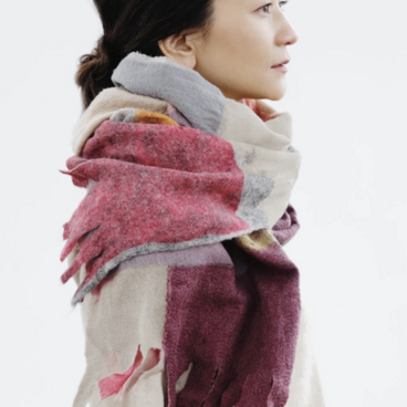 <<新聞折込>> 【AKARI】ウールガーゼストール ベージュ ruinuno(ルイヌノ)秋色 フェルト