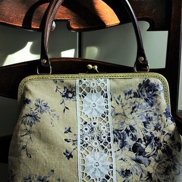 コットンリネンのがまぐちバッグ