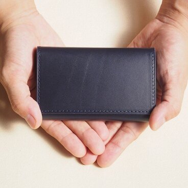 名入れOK 革のきちんと名刺入れ #ネイビー