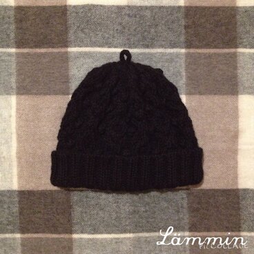 ✴︎m様専用✴︎黒いアラン模様のニット帽
