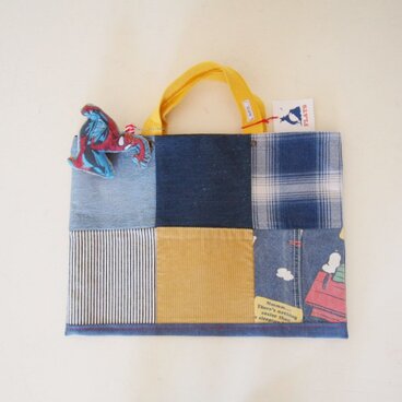 パッチワークリバーシブルレッスンバッグ　通学バッグb-a