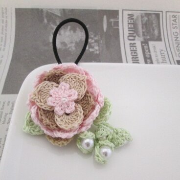 大きなお花ヘアゴム:ピンク