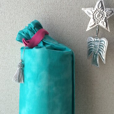 ダイダイ柄ヨガマットケース ターコイズブルーMサイズ