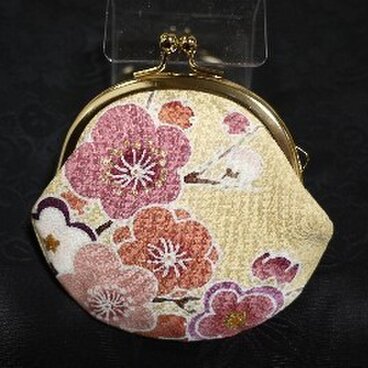 手描友禅がま口　多梅Yellow