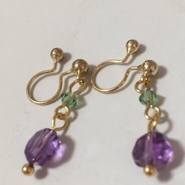 ★天然石　アメジストのイヤリング　＊paper moon＊ペーパームーン