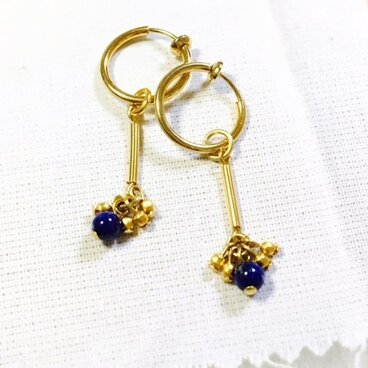★天然石　ラピスラズリのつぶつぶイヤリング　＊paper moon＊ペーパームーン