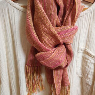 ＊手織り＊　春告げマフラー　もも